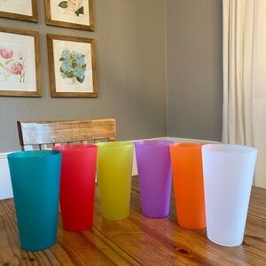 6 Colorful Plastic 32oz Tumblers